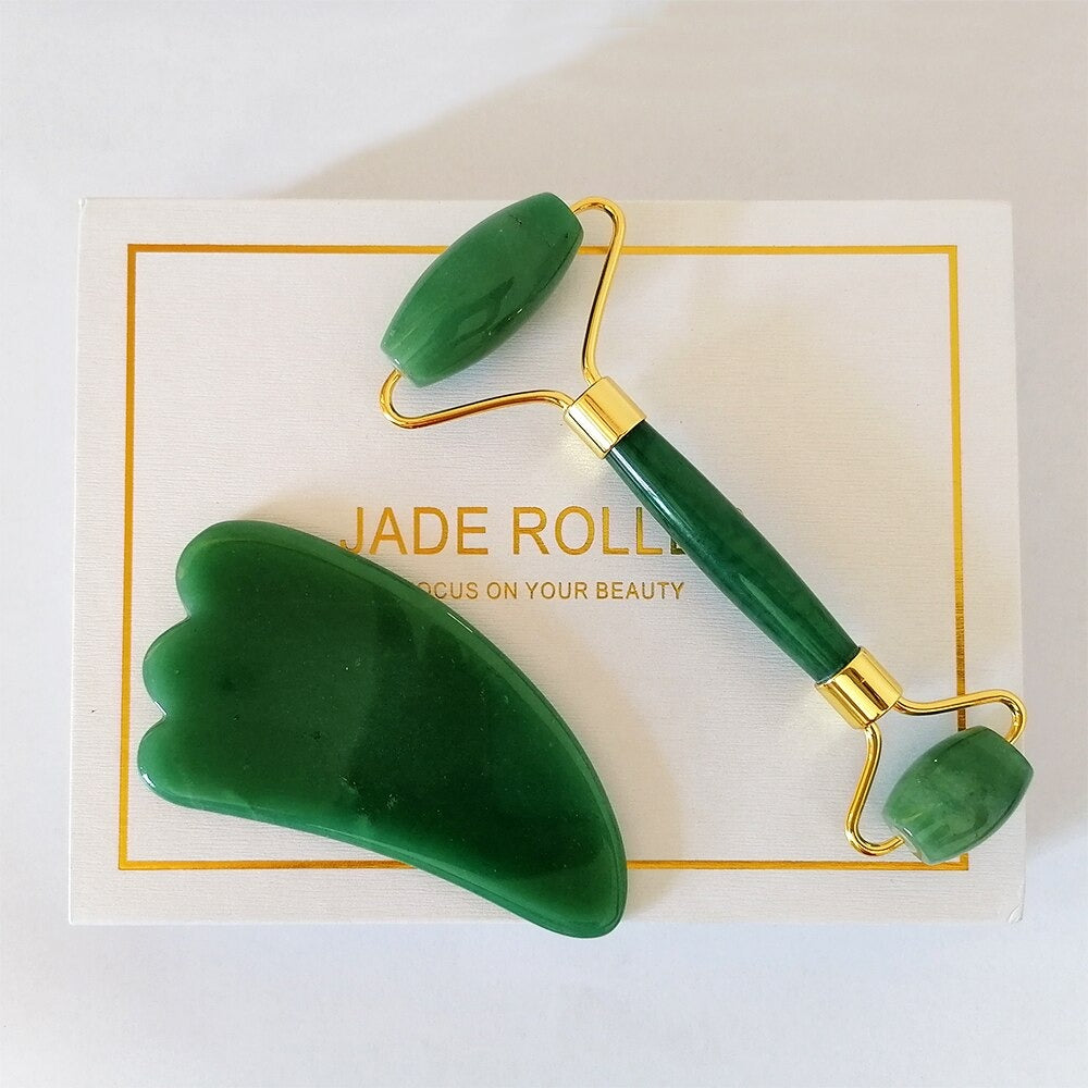 Natural Crystal Jade Stone Roller Set