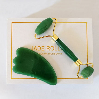 Natural Crystal Jade Stone Roller Set