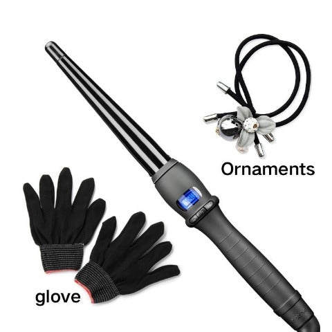 Pro Ceramic Clipless Curling Iron Set with Four Ceramic/Tourmaline Interchangeable Heads, Heat Resistant Glove and 140 – 450 Degree Variable Temperature